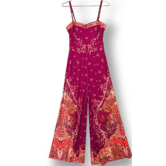 New Free People Astrid Wide Leg Jumpsuit $288 X-SMALL Bohemian Raspberry - Picture 6 of 6